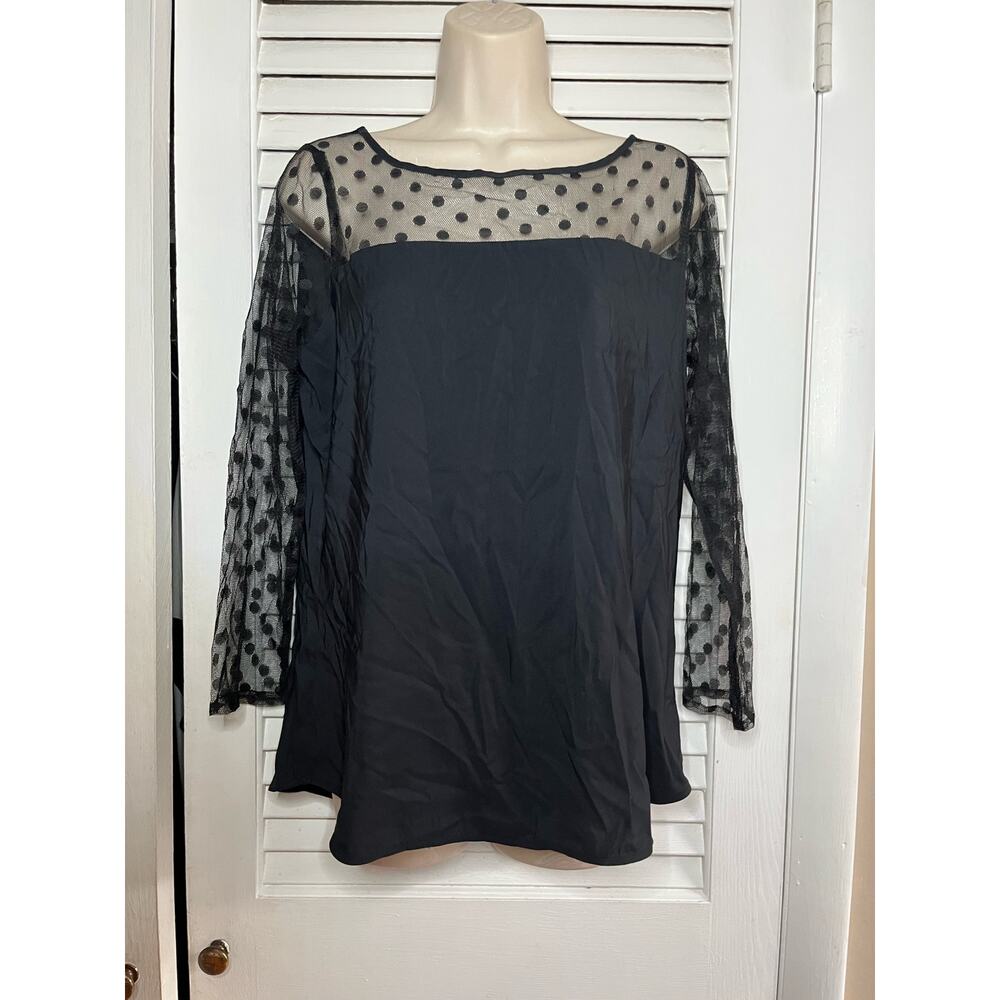 Express black stretch lace sleeved blouse M NWT $39.50 evening party avant garde